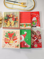 Christmas Party Napkins Disposable Dinner Serviettes Santa Claus Christmas Tree Gifts Flower Element Style Art Decoupage Napkins