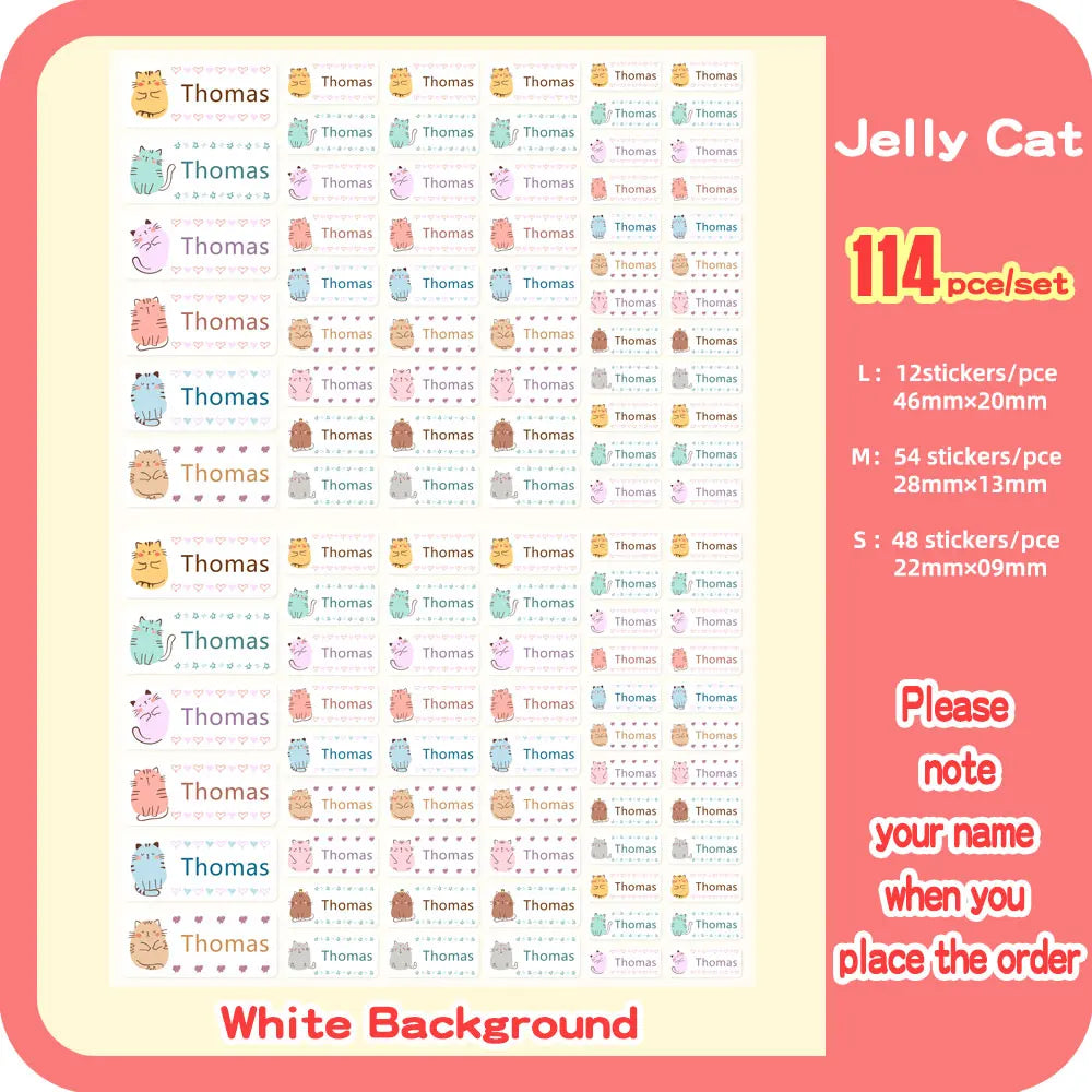 Custom Name Sticker for Kids School Clothes Waterproof Iron on Clothing Tags Transparent Label Personalized Child Washi Stickers