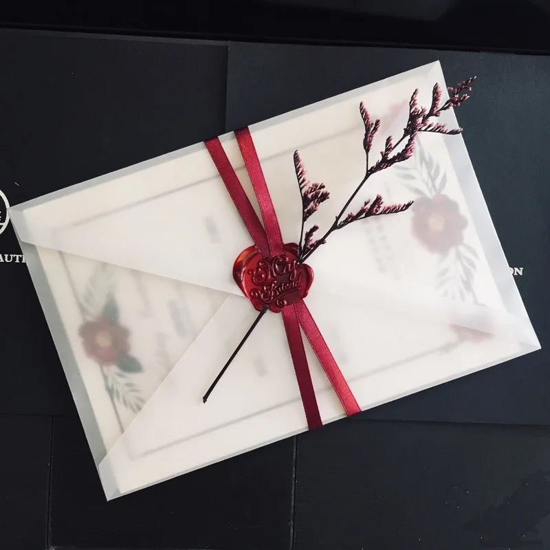 10pcs Custom Translucent Sulfuric Acid Paper Envelopes, Used For DIY Postcard/Card Storage, Wedding Invitations, Gift Packaging