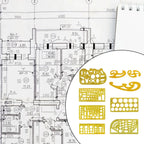 House , Interior Design and Furniture Templates Set, Drafting Ruler Shapes for Architecture Students