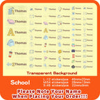 Custom Transparent Self-adhesive Baby Name Sticker Customised Kindergarten Tag in Hebrew Personalized Waterproof Stickers Label