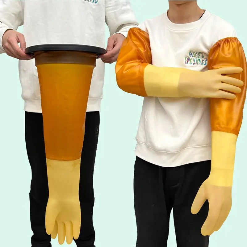 Sandblasting machine hand sleeve thickened wear-resistant rubber latex water and acid and alkali resistant gloves