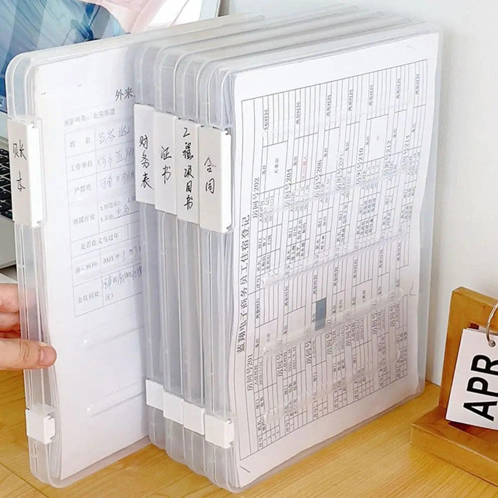 Plastic A4 Transparent Storage Box Portable Visible File Storage Cases Clear Anti-skid Buckle Puzzle Storage Holder Office