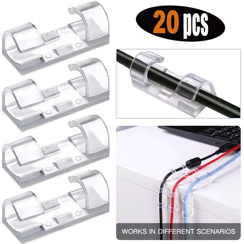 5/20PCS Adhesive Cable Clips Organizer Clips USB Wire Winder Holder Desk Cord Management For Earphone Mouse Cable in Home Office