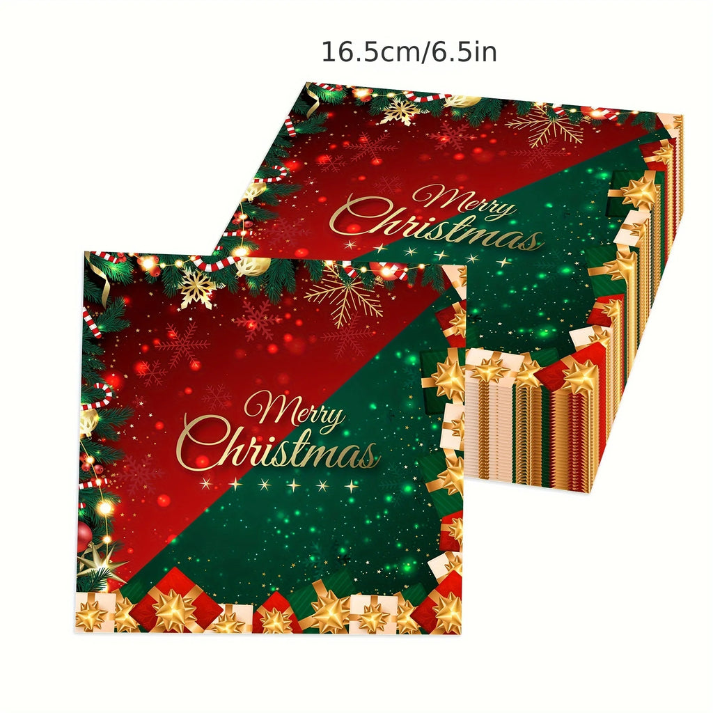40pcs Count Festive Christmas Paper Napkins with Snowflakes,Merry Christmas Holiday Dinner,Party Birthday Decorations, Christmas