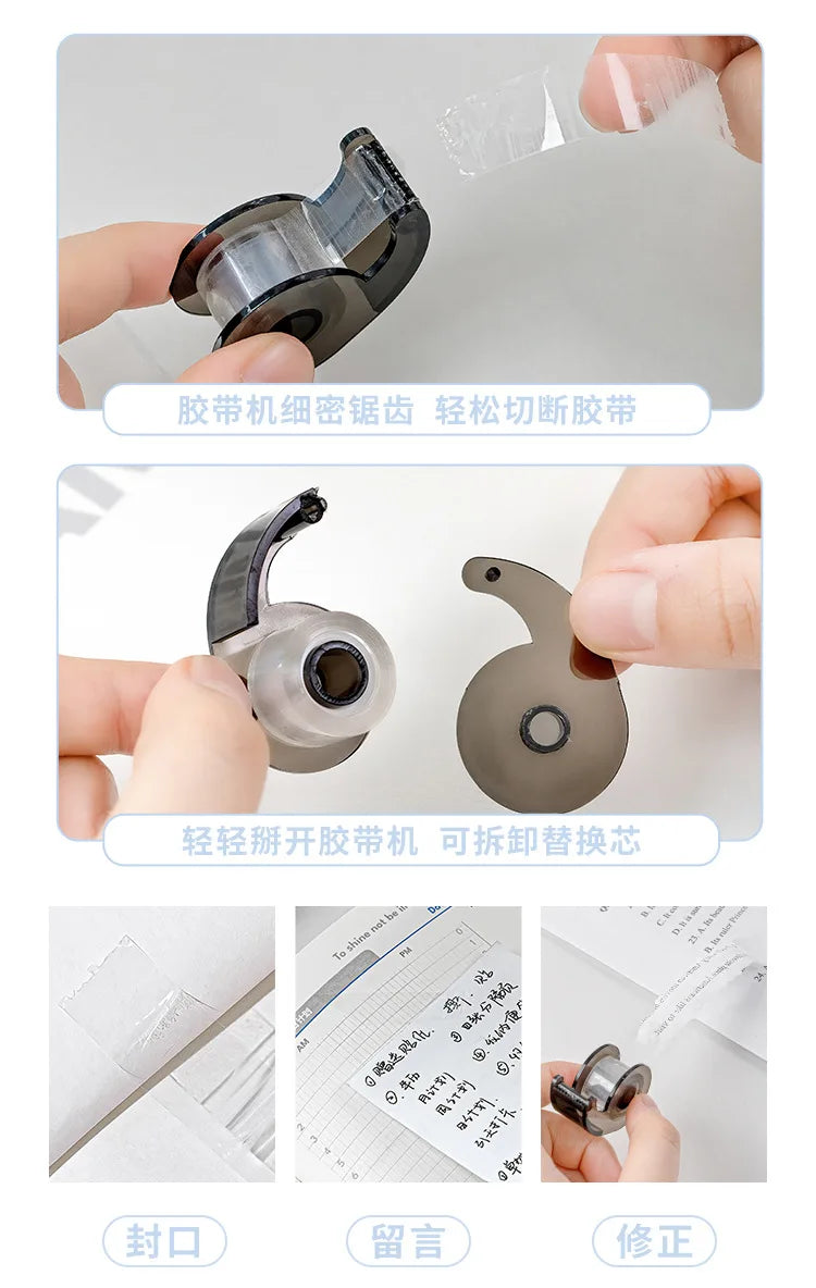 Kawaii 4/8pc Portable Stationery Multi Functional Tool Box Efficiency Set Puncher Stapler Adhesive Tape Mini School Supplies