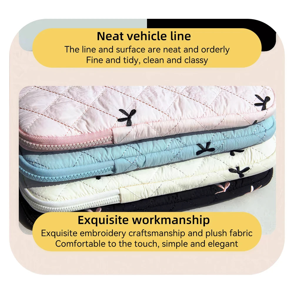 New Bowknot Fluffy Laptop Bag 11/13/15In Shockproof Tablet Sleeve Case Printing Computer Cover Bag for iPad Tablet Protection