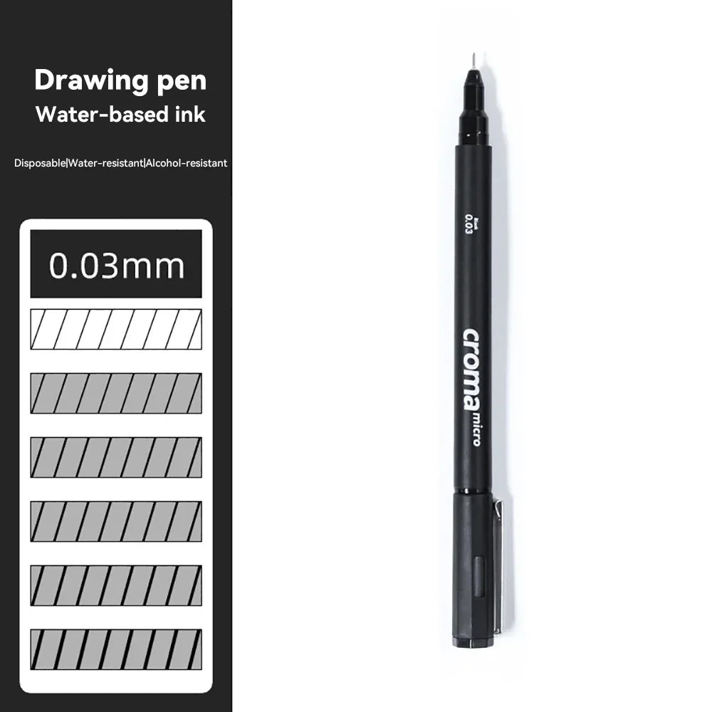 Pigment Liner Pigma Pen 0.1mm/0.03mm/0.05mm/0.5mm/1mm Different Tip Black Fineliner for Sketching Drawing Micron Ink Marker Pen