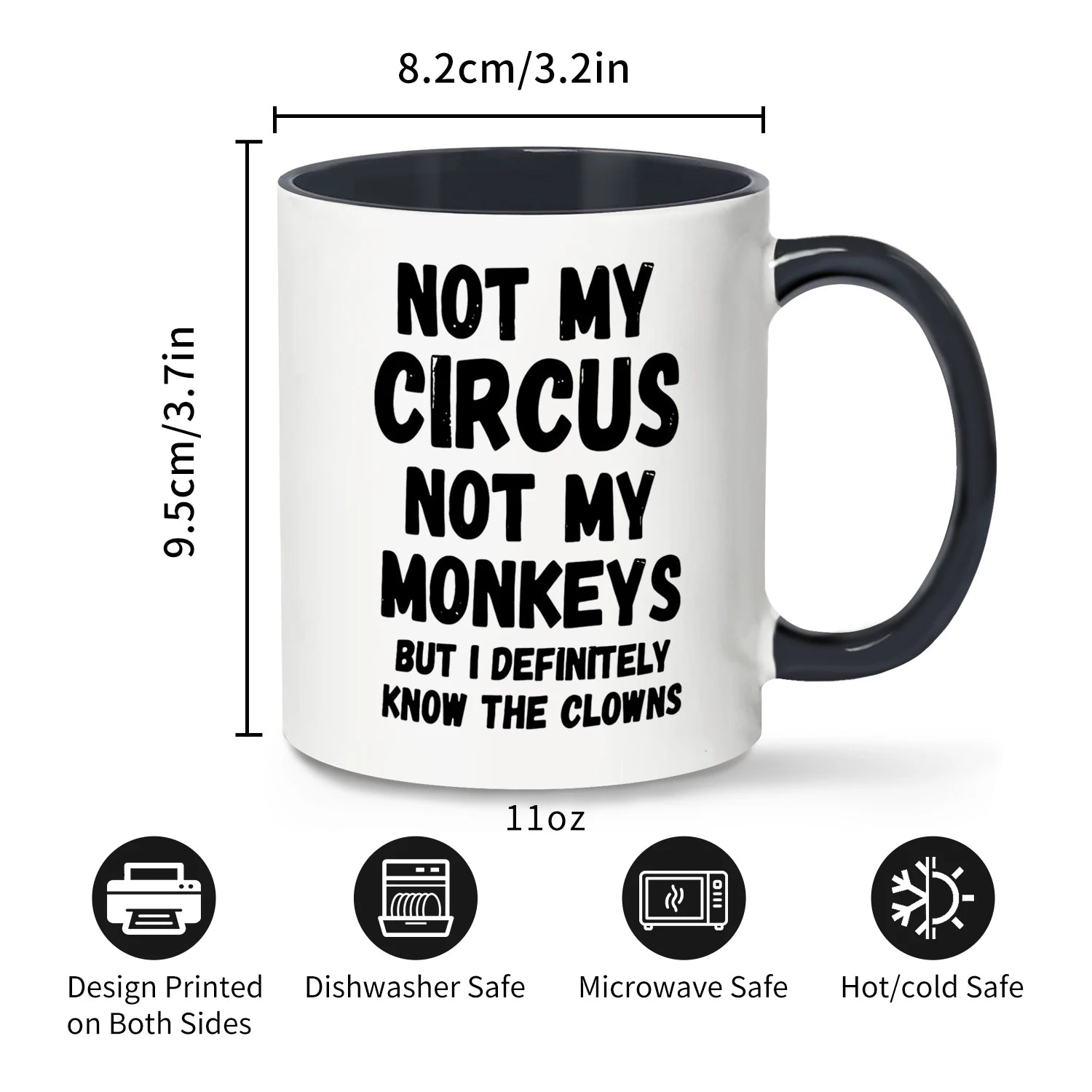 1pc, Not My Circus Not My Monkeys Coffee Mug- Funny, Sarcastic, Motivational, Inspirational birthday gifts for friends,11oz