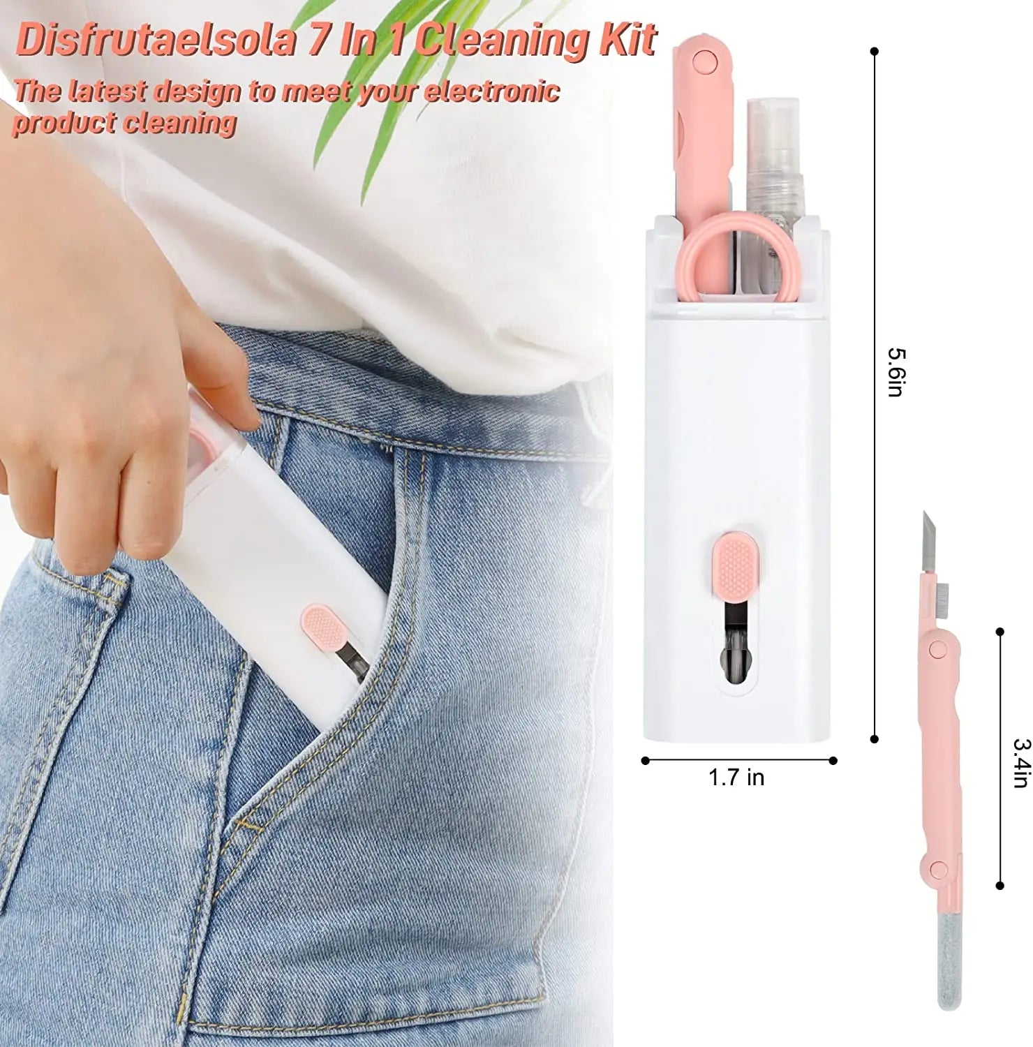 7 in 1 Cleaning Kit Computer Keyboard Cleaner Brush Earphones Cleaning Pen For AirPods iPhone Cleaning Tools Keycap Puller Set
