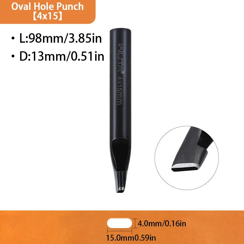 WUTA Basic Series 1pc Leather Belt Hole Puncher Oblong Hollow Punch Oval Flat Punches DIY Craft Tools for Strap Watch Band Bags