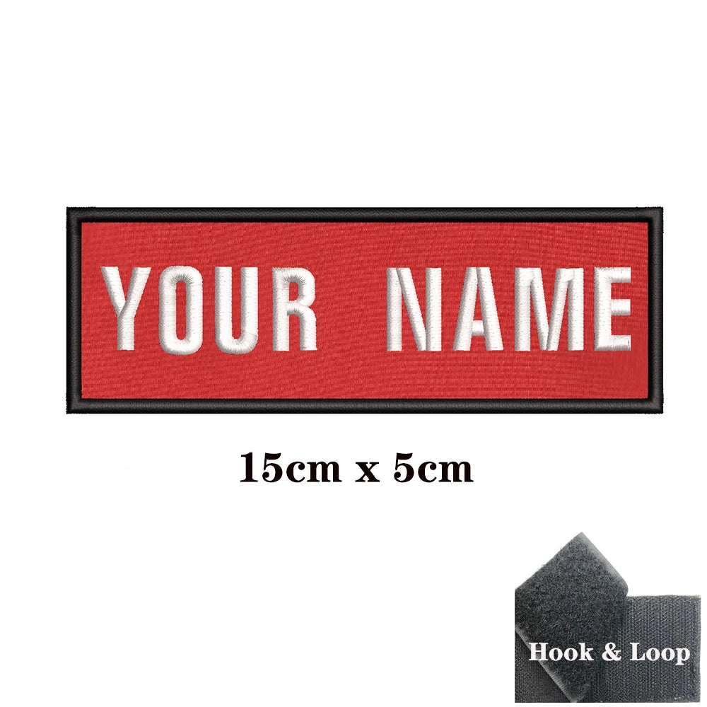 1PC Custom Personalized Name number Patch Stripes Badge tags chevrons Armband Iron On Or Hook Loop embroidered red