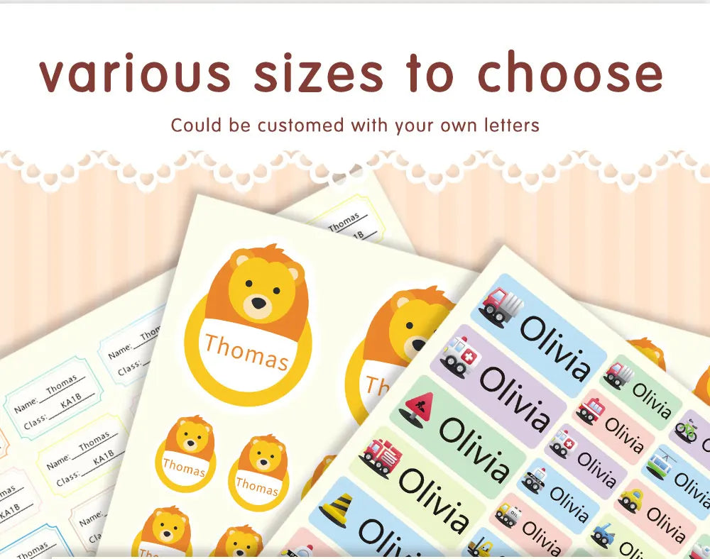 Custom Transparent Self-adhesive Baby Name Sticker Customised Kindergarten Tag in Hebrew Personalized Waterproof Stickers Label