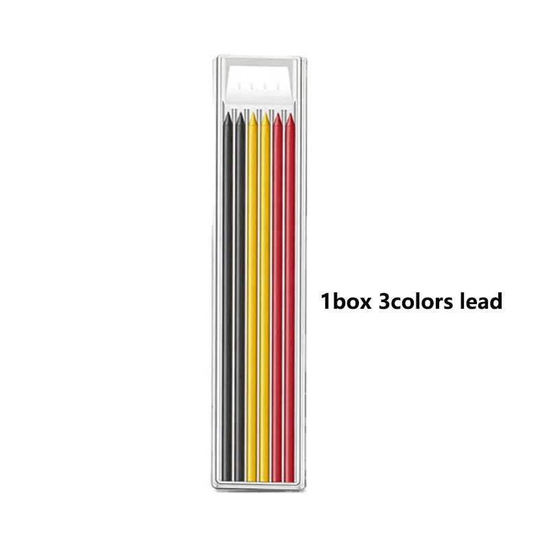 5 Colors 2.8mm Solid Woodworking Mechanical Pencil with Pen Cover 2B Black Yellow Red Lead Long Headed Carpenter Marking Pencil