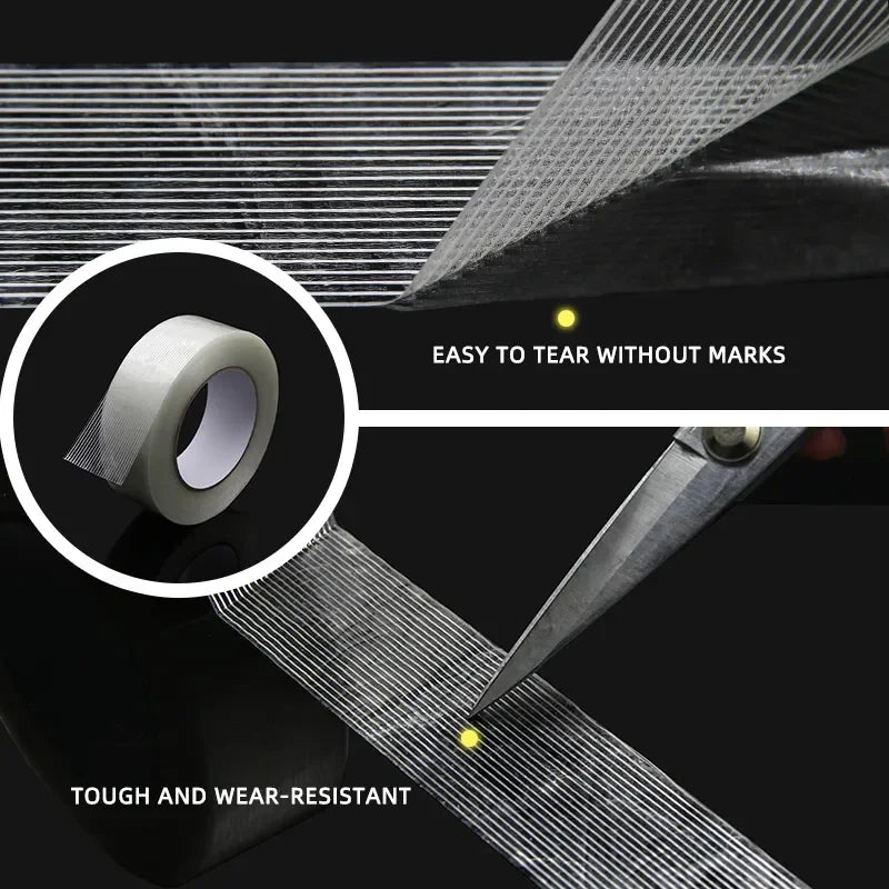 50m/roll Strong Glass Fiber Tape Industrial Strapping Packaging Fixed Seal Transparent Striped Single Side Adhesive Tapes