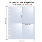 A5 Notebook Photocard Binder with 4 Pockets Sleeves, 6 Ring  PU Leather Binder Loose Leaf Personal Organizer Photo Binder Book