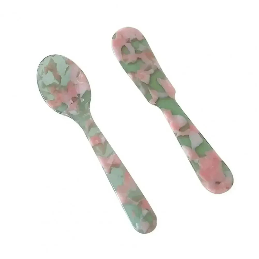 Acrylic Ice Cream Spoon Unbreakable Unique Pattern Tableware Spoon Cake Ice Cream Spoon Butter Cutter