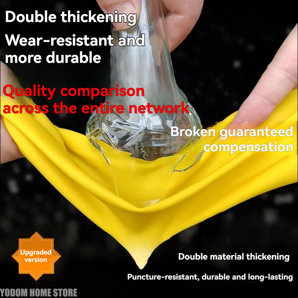 【Top Quality】Latex Glove Rubber Household Kitchen Thickened Acid and Alkali Resistant Latex Gloves Wholesale Dishwashing Laundry