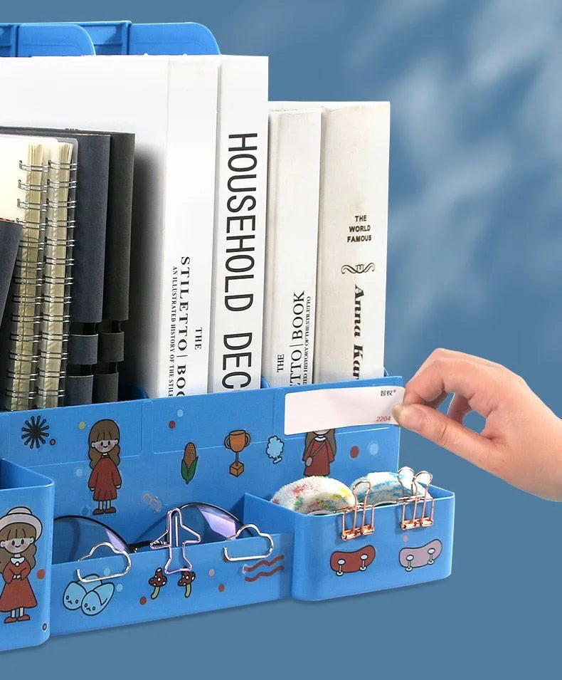 Multi-color file rack folder storage box desktop file box multi-functional file basket multi-layer shelf office bookshelf