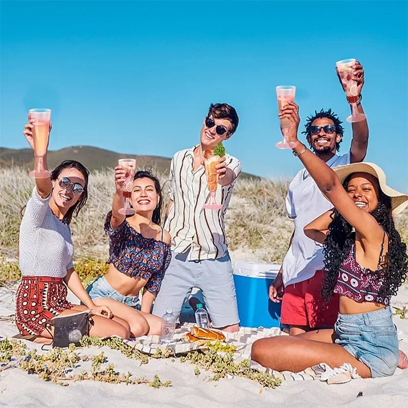 JUSTINLAU 25/50/100pcs Disposable Cups Clear Plastic Champagne Flutes Bar Cups Toasting Glasses for Weddings Party Cocktail Cups