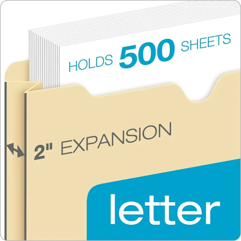 File Jacket, Letter, 2", 10 per Pack, Manila