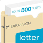 File Jacket, Letter, 2", 10 per Pack, Manila