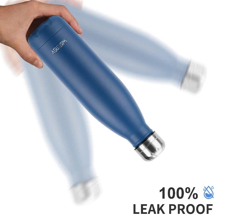 WATERSY 500ml Stainless Steel Water Bottle Insulated Vacuum Flask Double Wall Thermal Cup Keep Cold Hot Sports Kettle