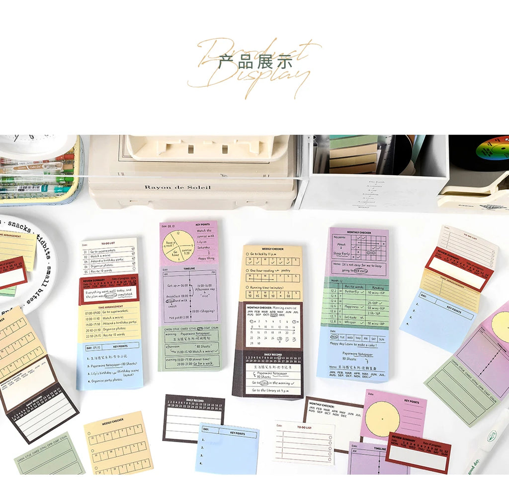 80 Sheets Cartoon Brief Scrapbooking Memo Pad Simple INS Message Paper Student List Notes School Stationery Journaling supplies