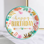 Pink Blue Stripe Dot Disposable Tableware Sets Paper Cups Plate Straws Fork Disposable Sets Wedding Birthday Party Decorations