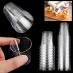 Reusable Transprent Plastic Disposable Dessert Cups Round Pudding Boxes Cupcake Muffin Cup Mould Kitchen Drinks Tools 50/90ml