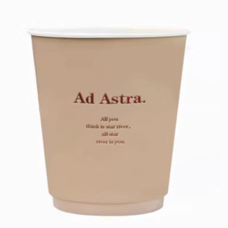 Milk Tea Cup Thickened Paper Cups Hot and Cold Tea Drinks with Lid High-end and Classy Good Sealing Performance Leak-proof
