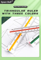 Space Ball Multi-functional Triangular Ruler Student Stationery 12.5/30cm Drafting Tool Scale Ruler Architect Technical Ruler