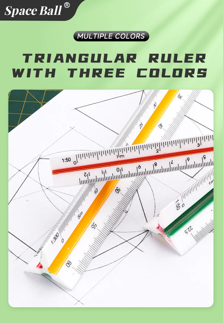 Space Ball Multi-functional Triangular Ruler Student Stationery 12.5/30cm Drafting Tool Scale Ruler Architect Technical Ruler