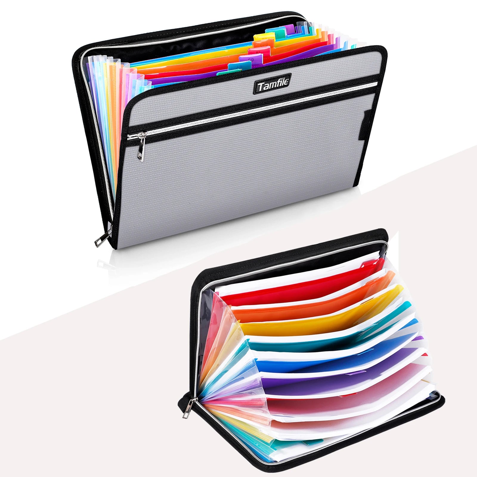 Fire Safe Water Resistant Accordion File Pocket Folder Expandable Filing Folder with 12-Page Organ Folder, A4 Size, 2 Zippers