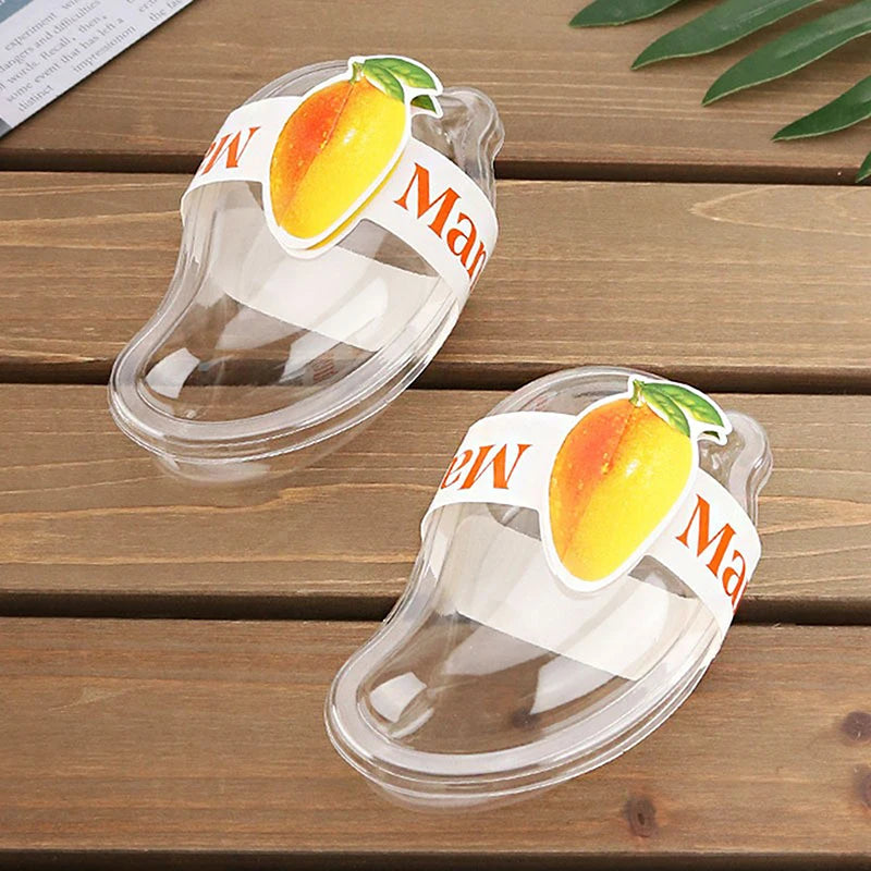 10pcs Creative Mango Shape Disposable Dessert Cake Plastic Cup DIY Cake Cream Mousse Packaging Box With Clear Cover