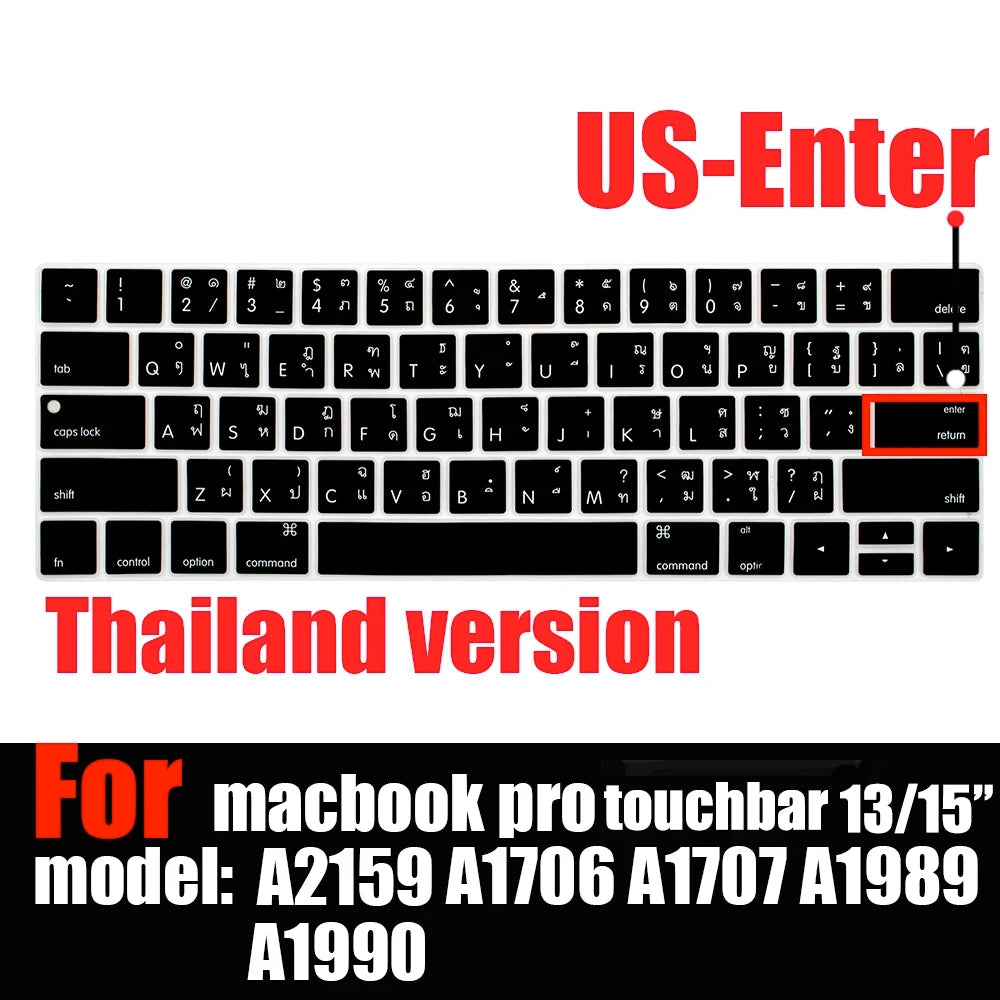Keyboard Cover Skin for MacBook Pro with Touch Bar 13" and 15" ( Model Number A2159 A1706 A1707 A1989 A1990, 2016-20129 Release)