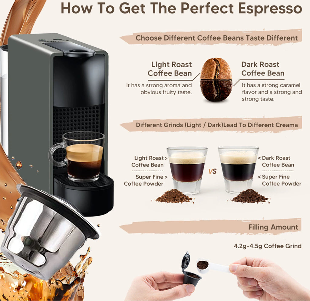 Reusable Nespresso Coffee Capsules Cup Stainless steel Refillable Coffee Capsule Refilling Filter Coffeeware