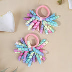 2Pcs Trendy Firework Hair Ties Rainbow Curly Ribbon Elastic Rubber Bands For Girls Kids Cute Hair Ropes Daily Hair Accessories