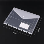 11-hole Loose-leaf File Bag, Transparent 3-hole Folder+6pcs Binder Pockets Document Pouch for Office and School Supply