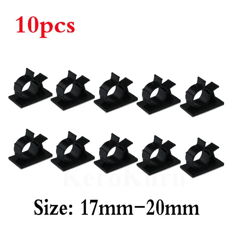 10pcs Adhesive Cable Organizer Clips Table Cable Management Adjustable Cord Holder For Car PC TV Charging Wire Bobbin Winder