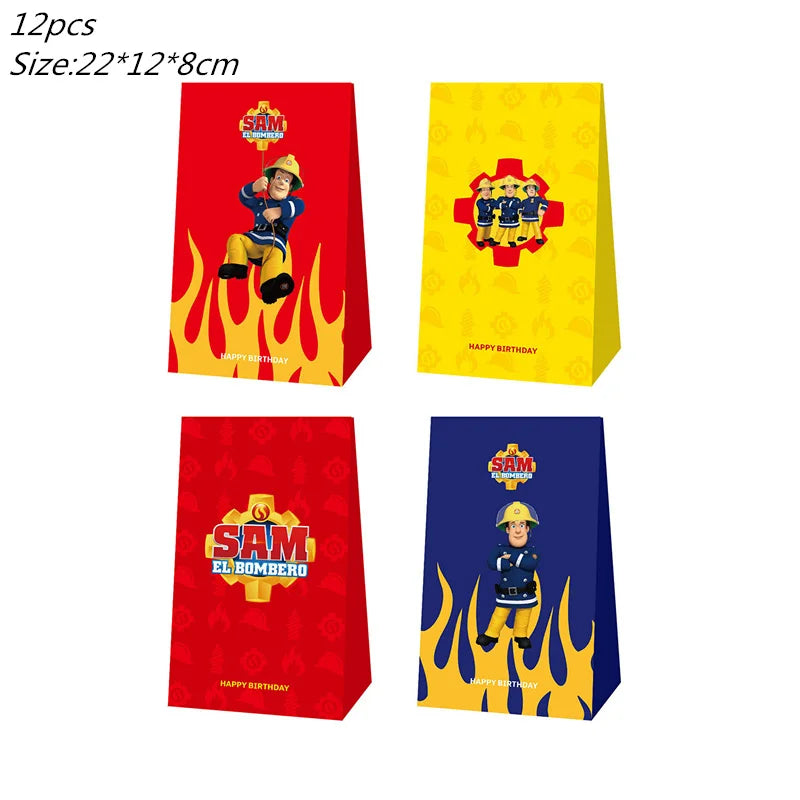 108*180cm Fireman Sam Party Supplies Disposable Tablecloth Firefighter Plastic Table Cover Fire Truck Birthday Decoration