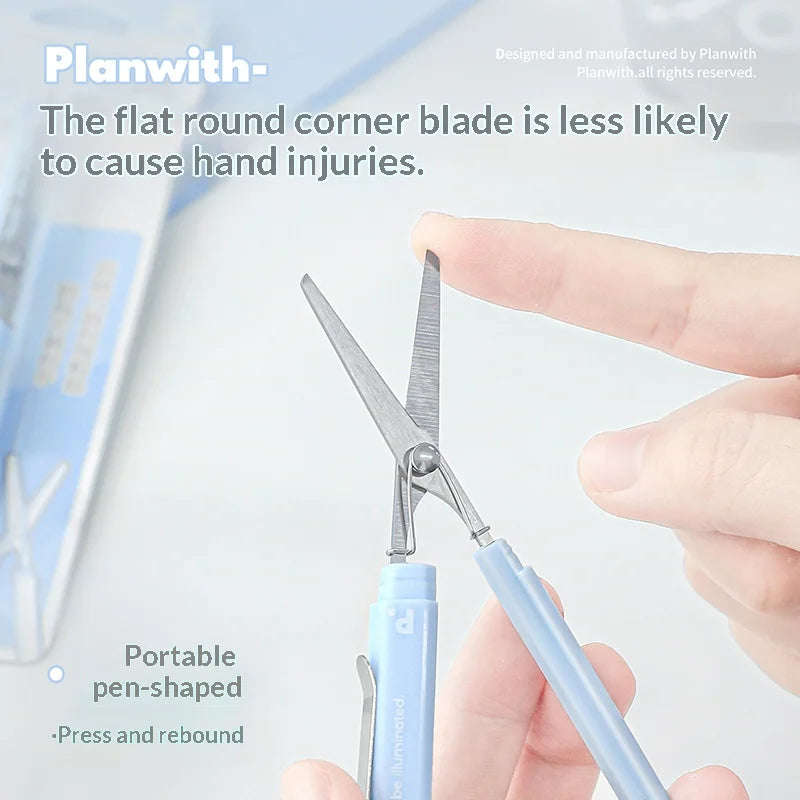 Planwith Stainless Steel Mini Folding Scissors Portable Creative Pen-Style Design DIY Paper-Cutting Art Tool School Office Supp