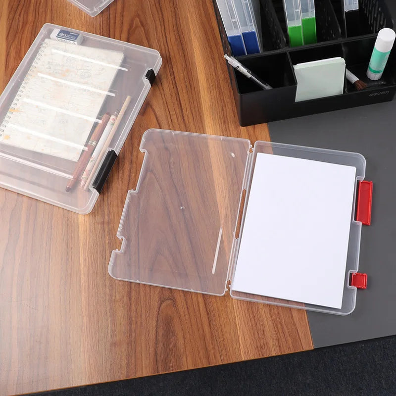 Transparent Thicken A4 File Box Plastic Office Document Sorting Storage Box Buckle Design Book File Archive Seal Boxes Organizer
