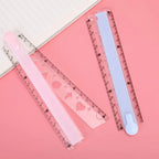 2 Pcs Transparent Plastic Folding Geometric Ruler, School Stationery for Students Kids (Random Colour)