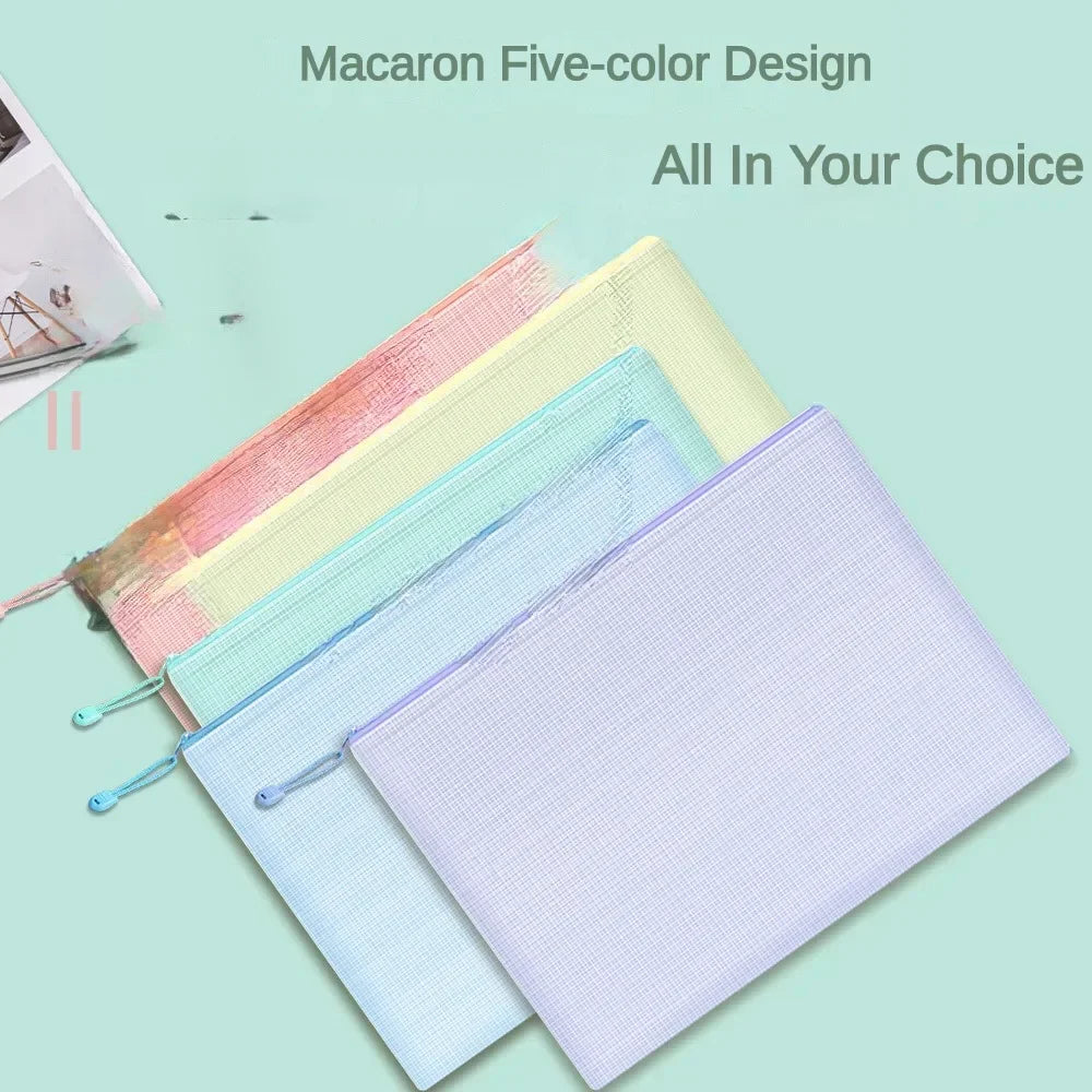 5 PCS A4 A5 A6 Mesh Zipper Pouch Document Bag Waterproof Zip File Folder Storage Bags A4 A5 A6 Office School Supplies Stationery