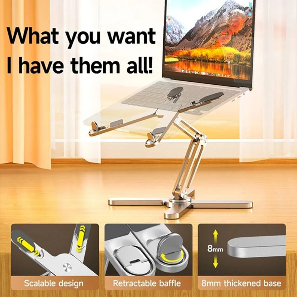 Foldable Laptop Stand 360°Rotation Notebook Table Holder Aluminum Alloy Portable Book Tablet Bracket Open-ended Heat Dissipation