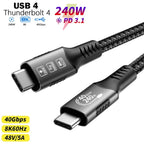 USB4 for Thunderbolt 4 Cable 40Gbps 8K@60Hz 4K@120Hz PD3.1 100W Type-C to USB-C Dual Protocol Compatible for iPhone 17 K36S