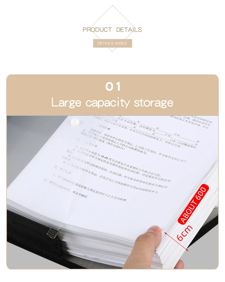 1Pcs Transparent A4 Waterproof File Folder with Press Button Plastic Document Bag for Data Storage Office Supplies