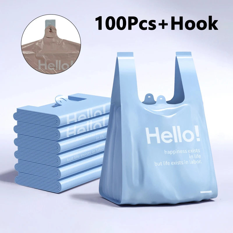 100Pcs Handheld Garbage Bag Disposable Trash Pouch Shopping Bag Kitchen Storage Garbage Bags Cleaning Waste Bag Plastic Bag