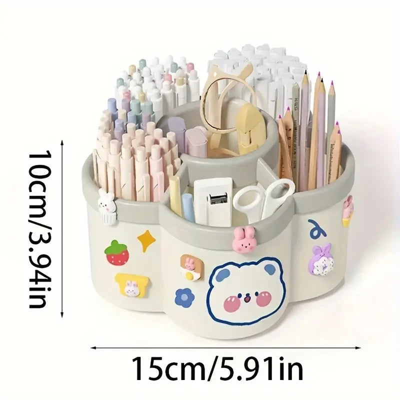 Large Capacity 360° Rotating Pen Holder Multifunctional Desktop Organizer for Stationery  Storage Box Multiple Office Supplies